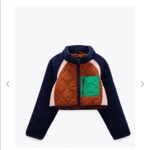Zara cropped fleece jacket size s nwot
